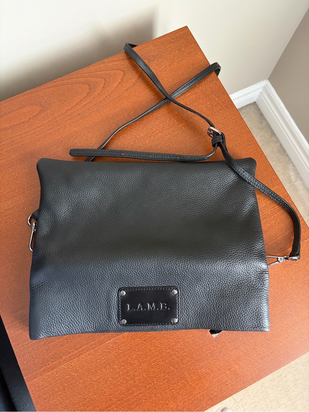 L.A.M.B. Black Pebbled Leather Crossbody Bag